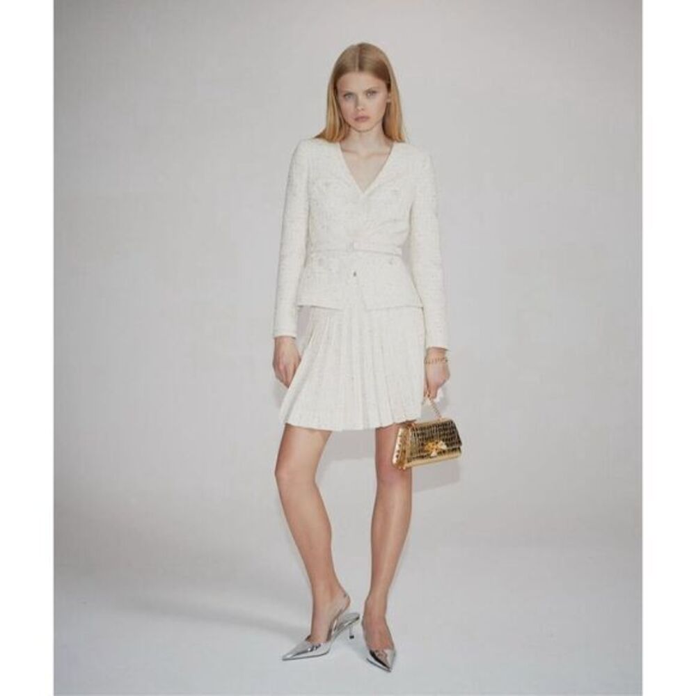 Self-Portrait Boucle Mini Dress V-neck Long Sleeve Jacket/ Skirt Size 4